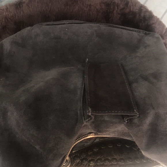 Jocelyn Jackson Wyoming Western Brown Cowhide Fur Leather Purse with Gold Strap - Picture 11 of 14